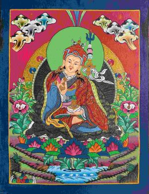 Original Hand Painted Guru Rinpoche Thangka Painting | Fine Quality Sacred Art | Spiritual Gift | Guru Padmasambhava | Lotus-Born Guru